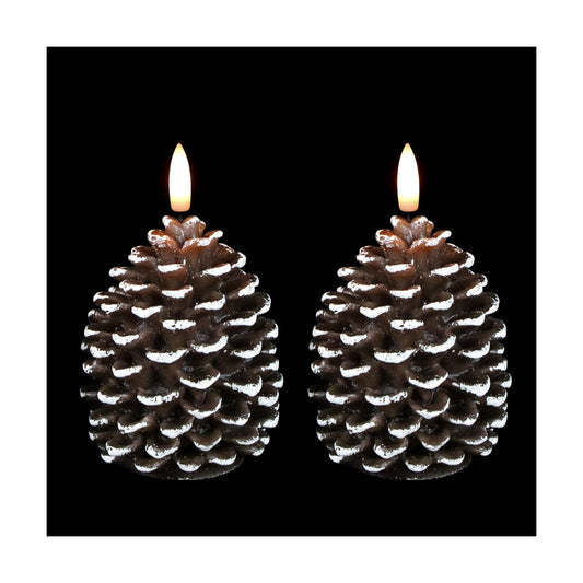 Wondise Pine Cone Flameless Candles with 6H Timer | Battery Operated Real Wax Brown Flickering 3D Wick Candles for