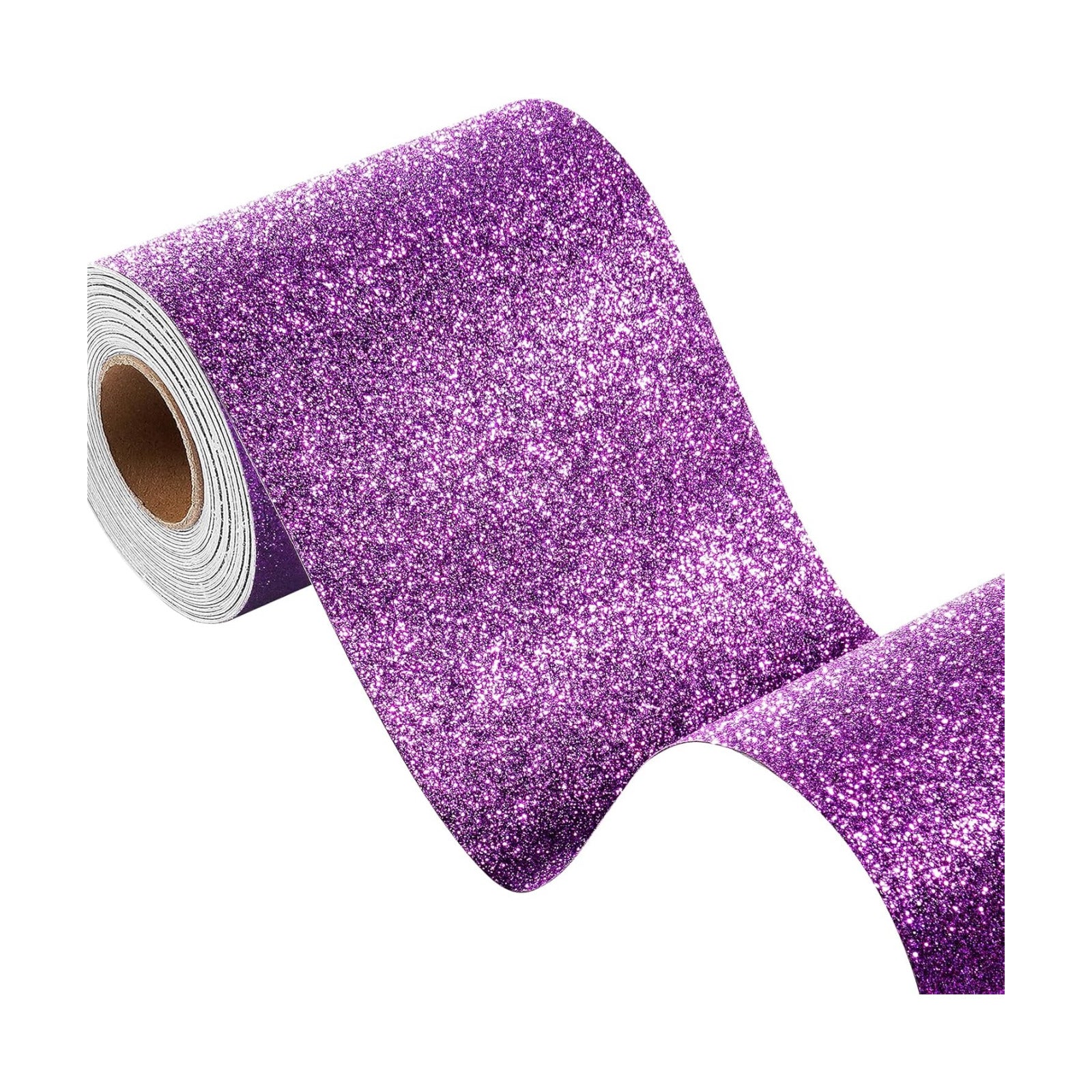 Violet Glitter Wallpaper Border Peel and Stick Wall Border Trim Removable Room / 3.9 x 200 / Purple