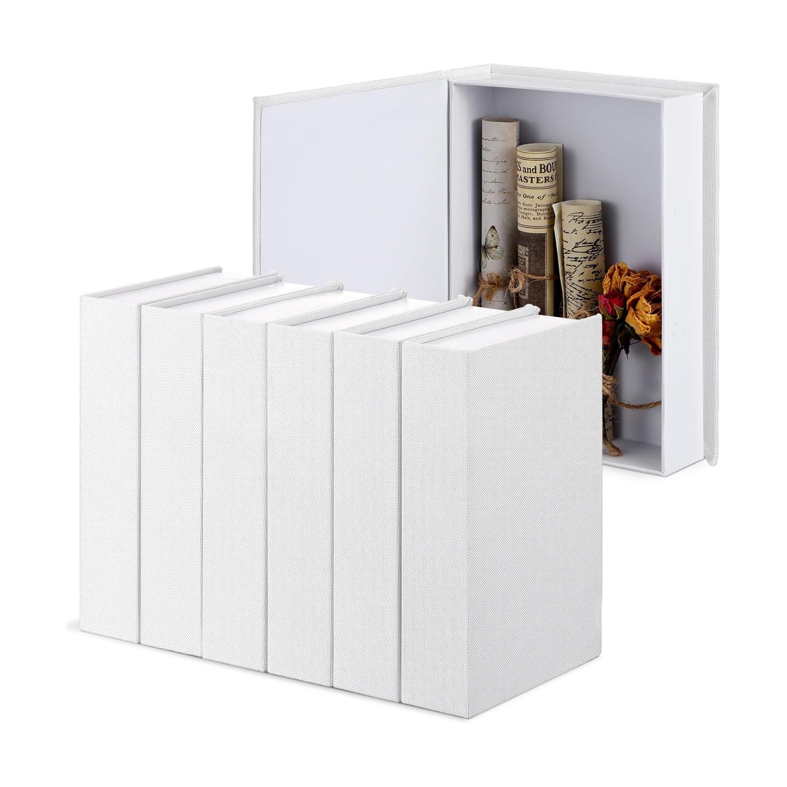 Faux Book Box Decorative Books Modern Linen Fake Books Decor / Set of 6