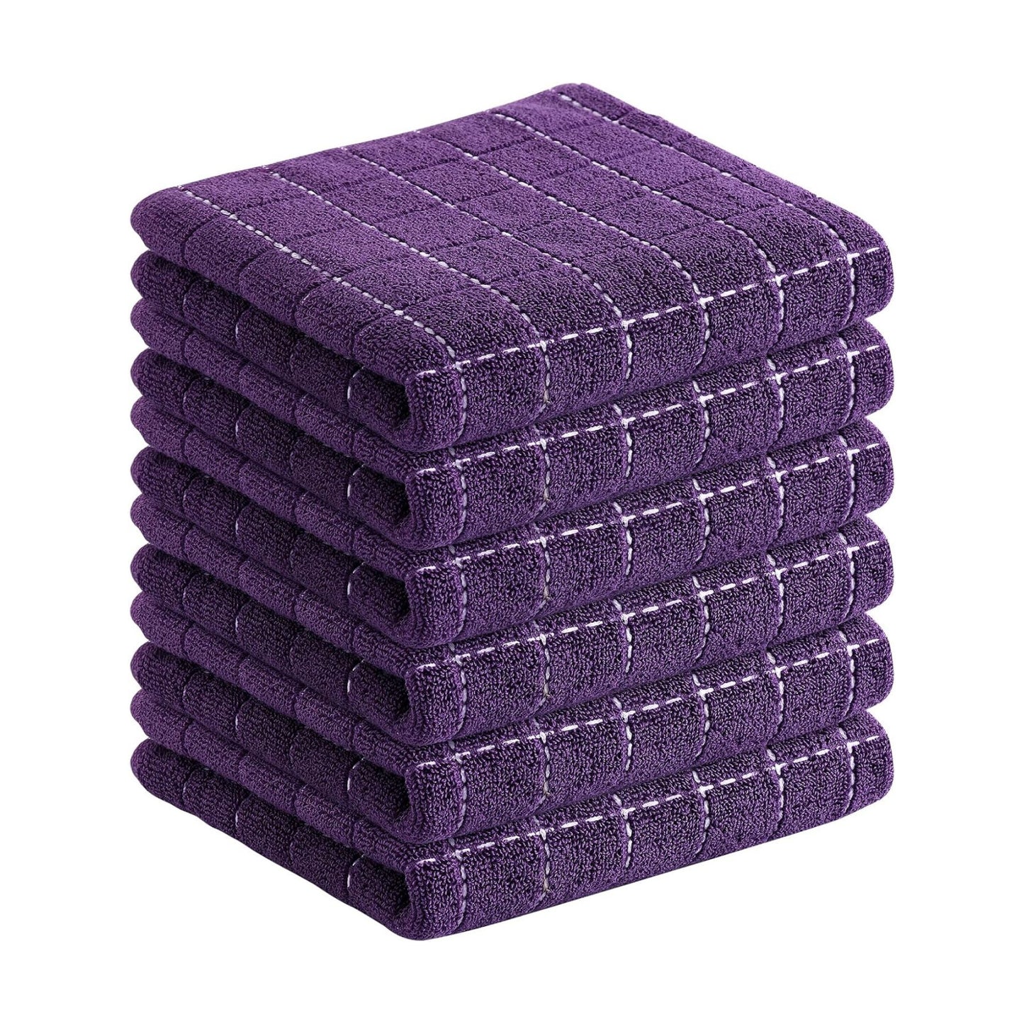 Homaxy 100% Cotton Terry Kitchen Towels, 6 Pack, Purple | Ultra Soft and Absorbent Dish Towels for Kitchen, Suitable