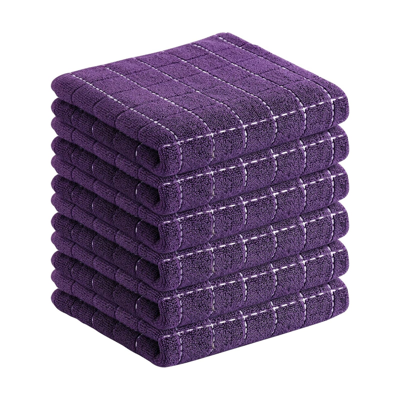 Homaxy 100% Cotton Terry Kitchen Towels, 6 Pack, Purple | Ultra Soft and Absorbent Dish Towels for Kitchen, Suitable