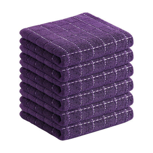 Homaxy 100% Cotton Terry Kitchen Towels, 6 Pack, Purple | Ultra Soft and Absorbent Dish Towels for Kitchen, Suitable
