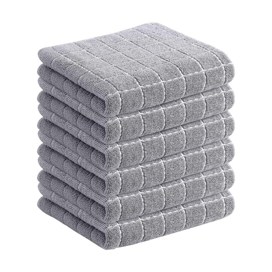 Homaxy 100% Cotton Terry Kitchen Towels, 6 Pack, Light Grey | Ultra Soft and Absorbent Dish Towels for Kitchen