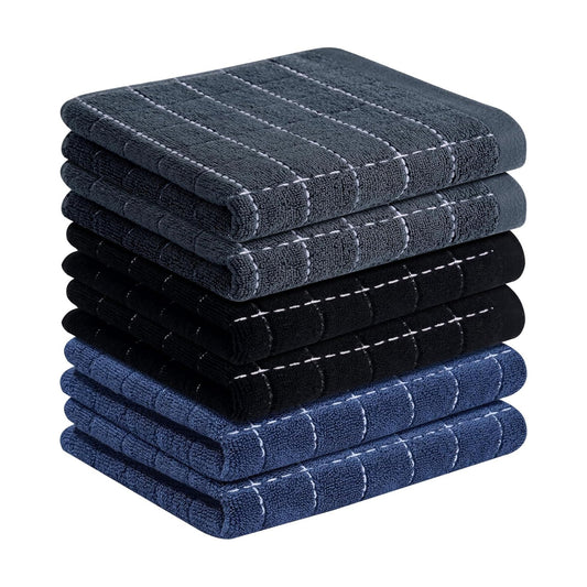 Homaxy 100% Cotton Terry Kitchen Towels, 6 Pack, Multiple Color | Ultra Soft and Absorbent Dish Towels for Kitchen