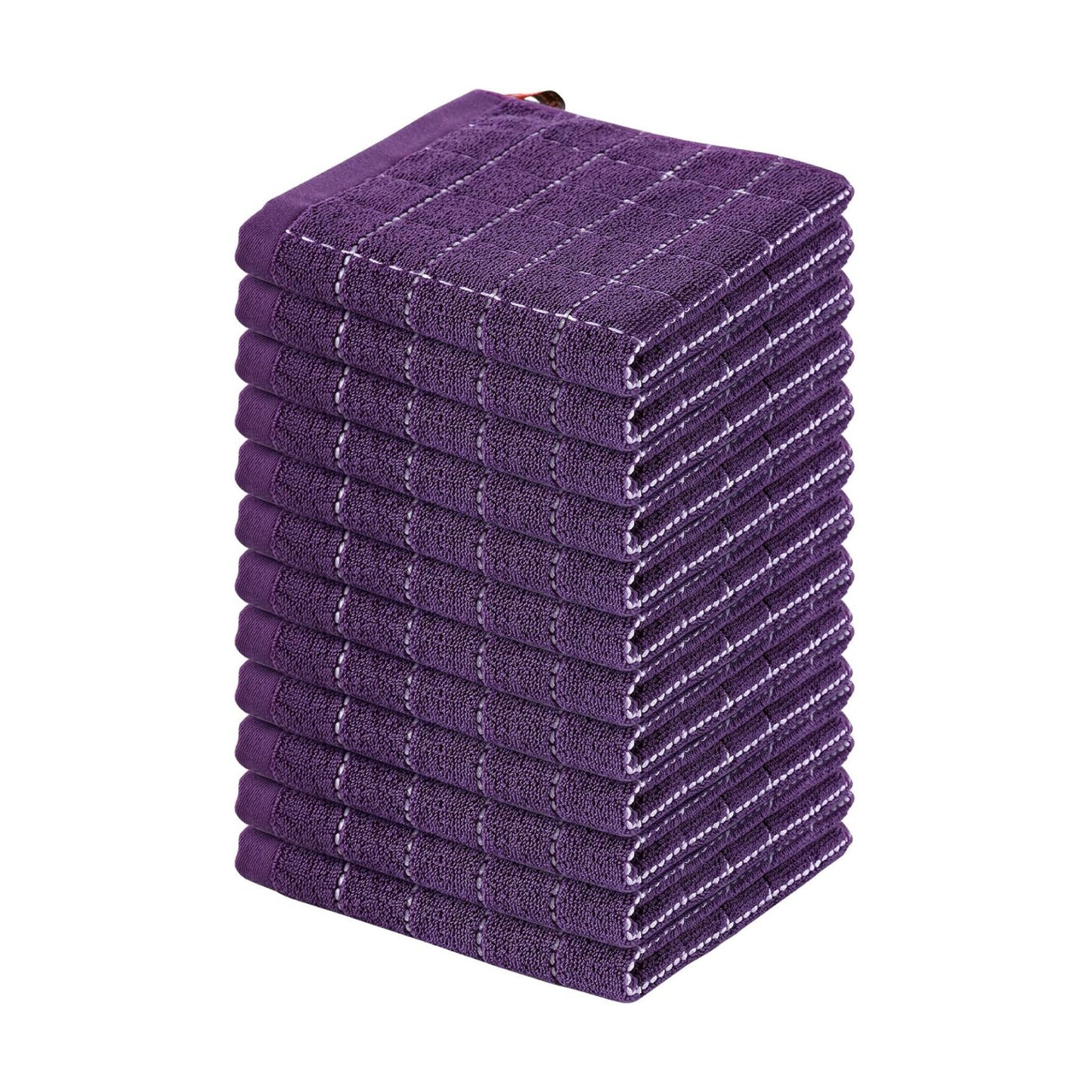 Homaxy 100% Cotton Terry Kitchen Dish Cloths, 12 Pack, Purple | Ultra Soft and Absorbent Dish Towels for Kitchen