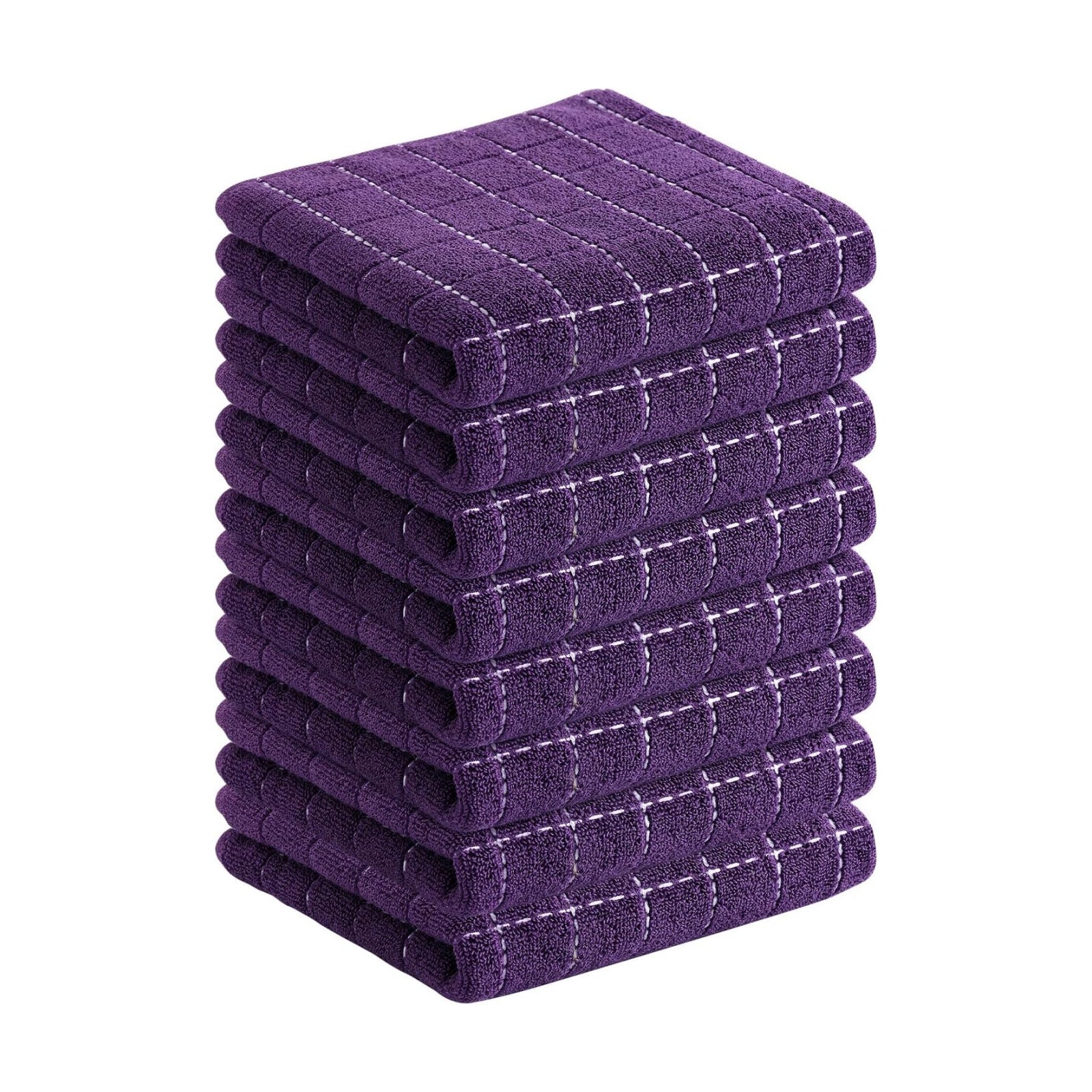 Homaxy 100% Cotton Terry Kitchen Towels, 8 Pack, Purple | Ultra Soft and Absorbent Dish Towels for Kitchen, Suitable