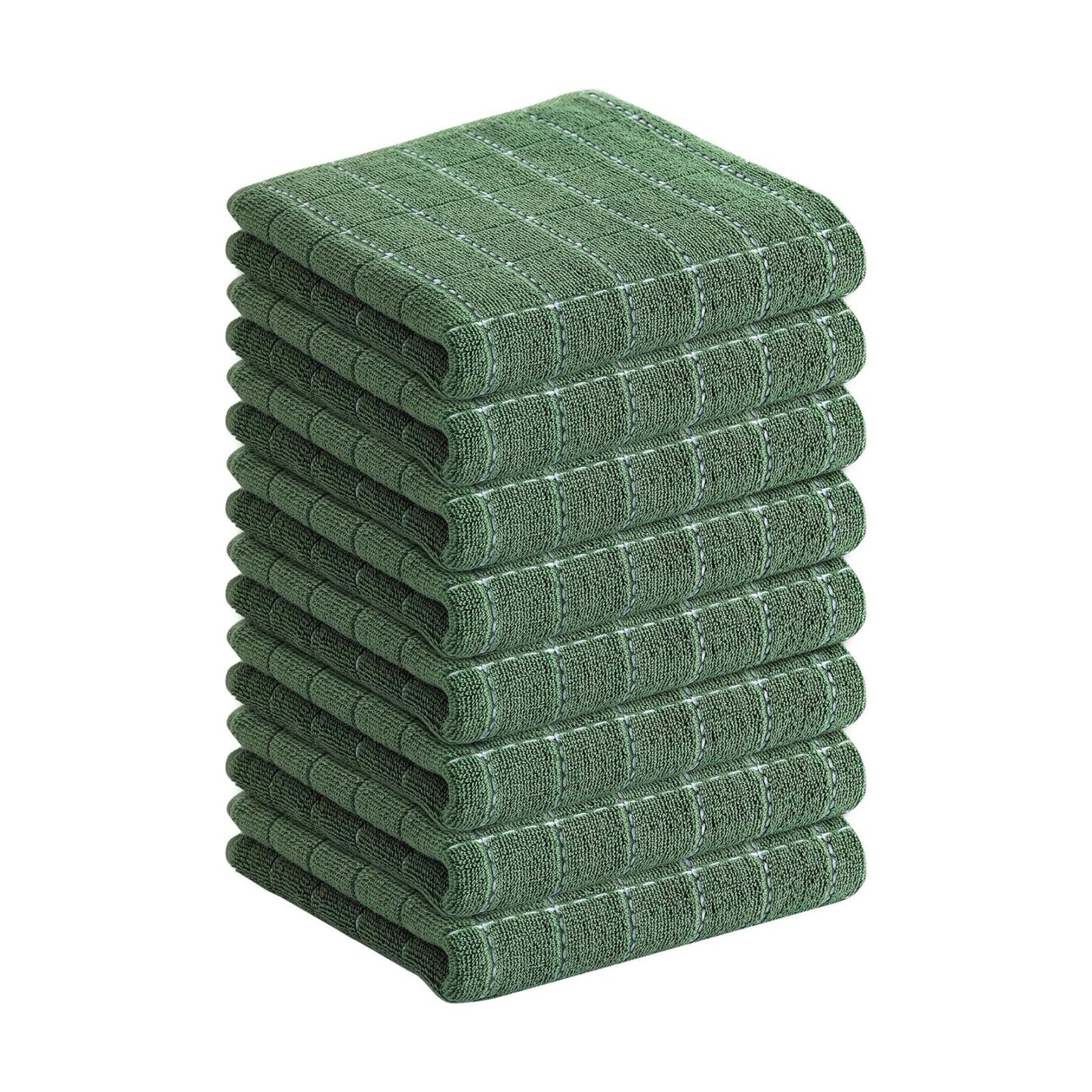 Homaxy 100% Cotton Terry Kitchen Towels, 8 Pack, Grass Green | Ultra Soft and Absorbent Dish Towels for Kitchen