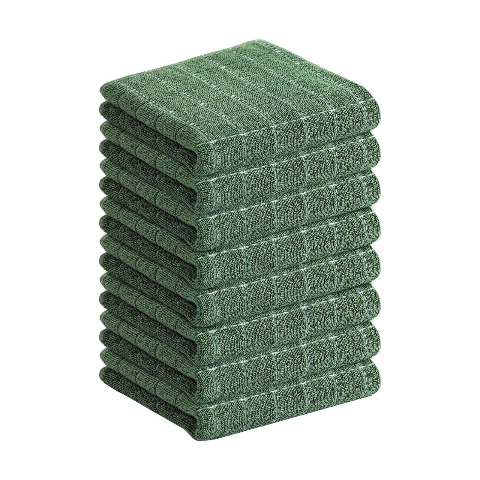 Homaxy 100% Cotton Terry Kitchen Towels, 8 Pack, Grass Green | Ultra Soft and Absorbent Dish Towels for Kitchen