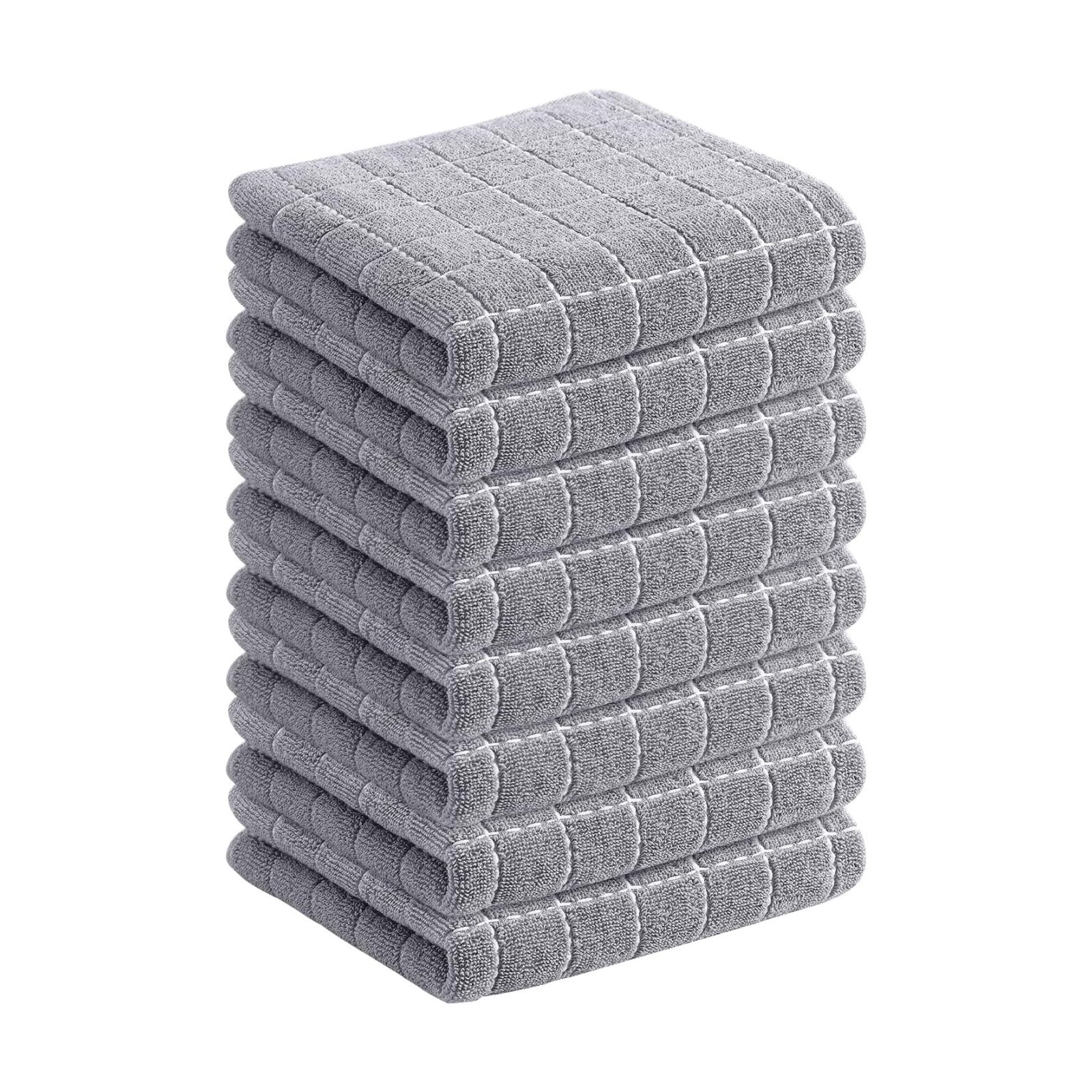 Homaxy 100% Cotton Terry Kitchen Towels, 8 Pack, Light Grey | Ultra Soft and Absorbent Dish Towels for Kitchen