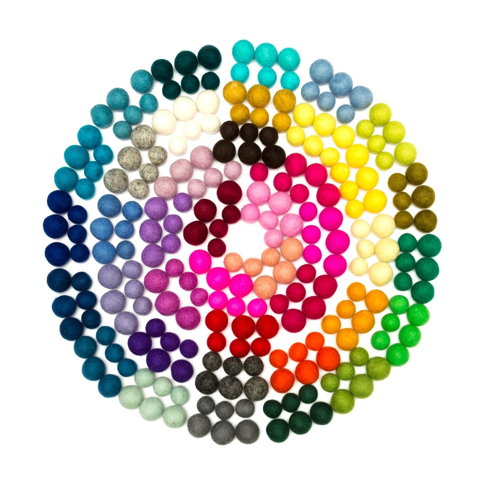 Glaciart One Felt Pom Pom, Felt Balls for Crafts (240 pcs) | 40 Rainbow Colors & 2 Sizes from 0.8 to 1 Inch | Perfect