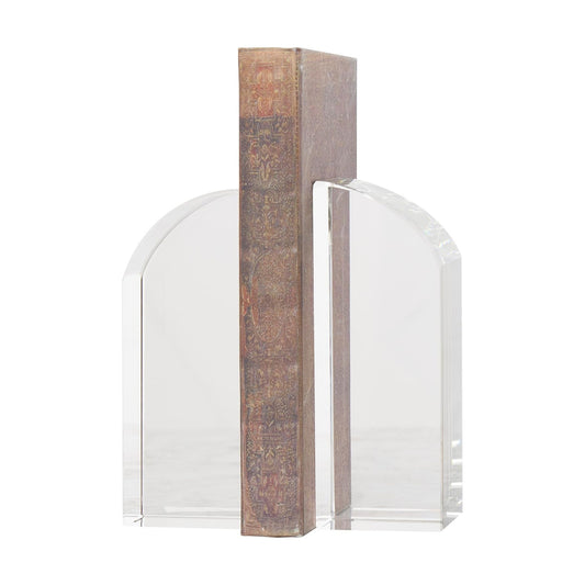 Crystal Geometric Decorative Bookends Arched Non Skid Bookends / Clear / 2"w, 6"H / Set of 2