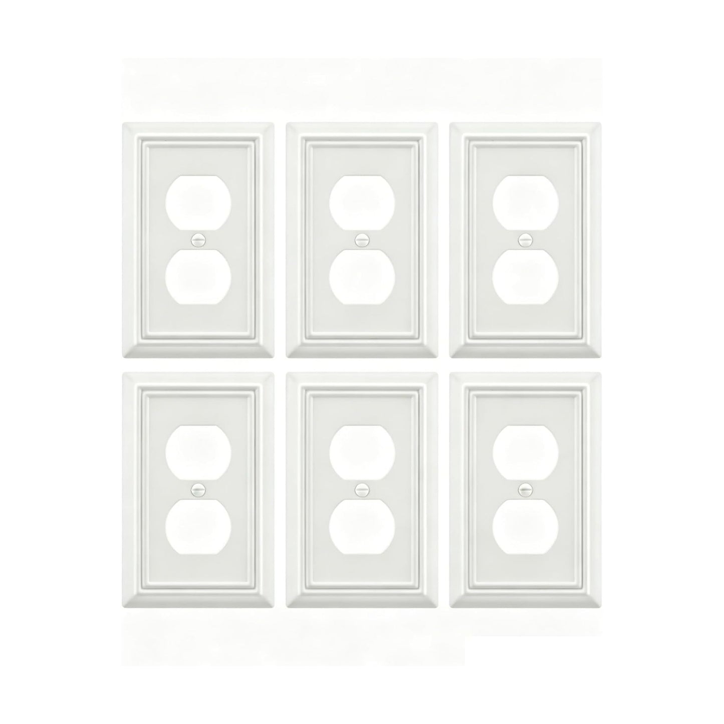Switch Plates Outlet Covers, 6-Pack Metal Wall Plates, Off White | Midsize Duplex Outlet Cover, Ideal for Electrical