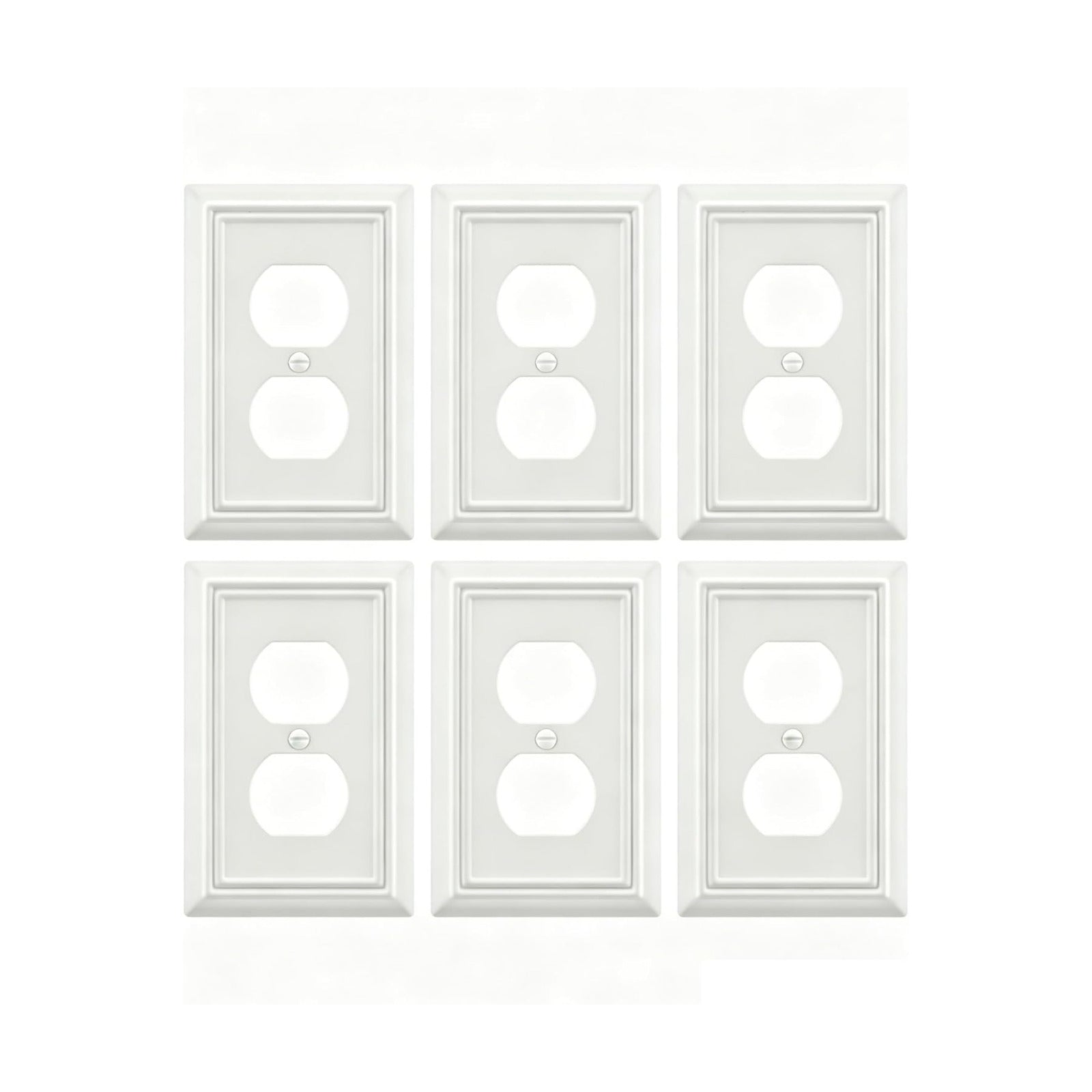 Switch Plates Outlet Covers, 6-Pack Metal Wall Plates, Off White | Midsize Duplex Outlet Cover, Ideal for Electrical