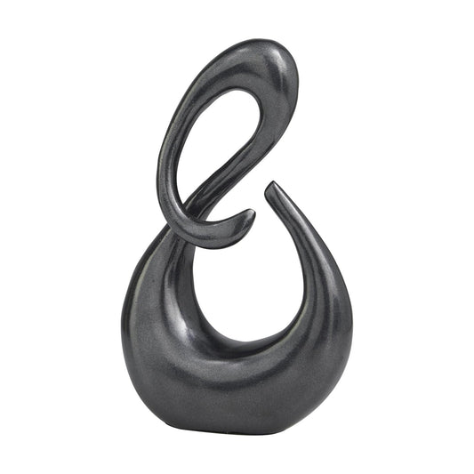 Aluminum Metal Abstract Decorative Sculpture Swirl Home Decor Statue / Dark Gray / 7 x 3 x 12