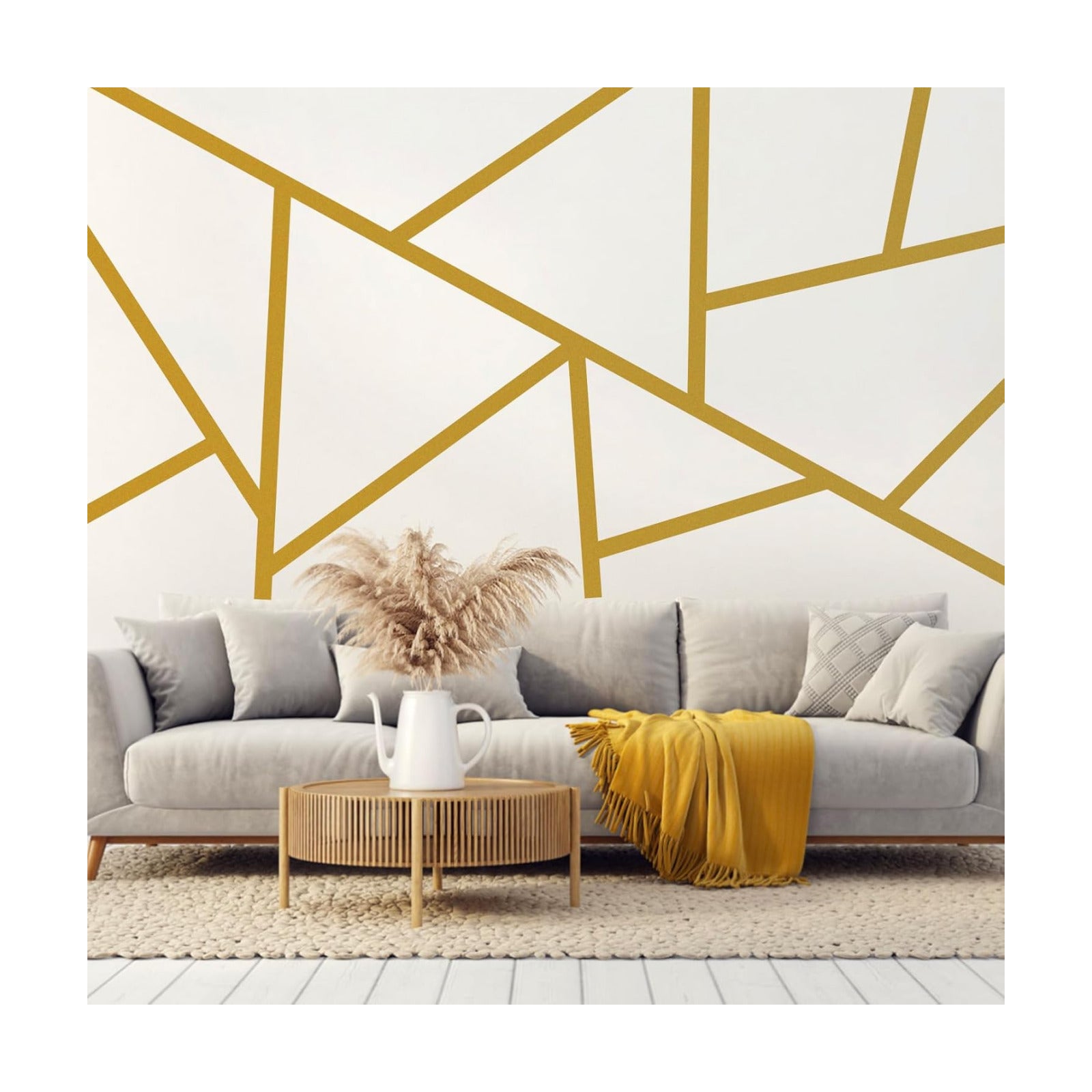 Wall Decal Striped Wall Decals Peel and Stick Metallic Line Walls Decals Modern Vinyl Walls / Gold