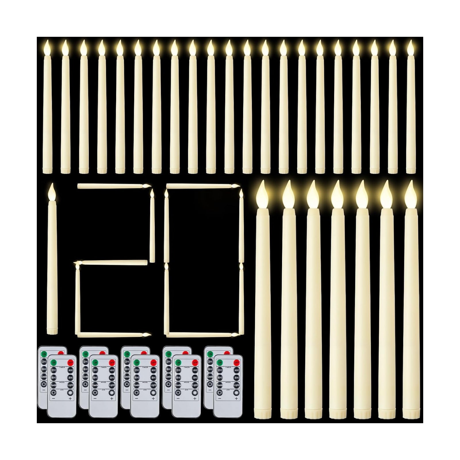 120 Pcs Flameless Taper Candles with Remote and Timer 11" Battery Operated Candlesticks LED Flickering Faux Candles