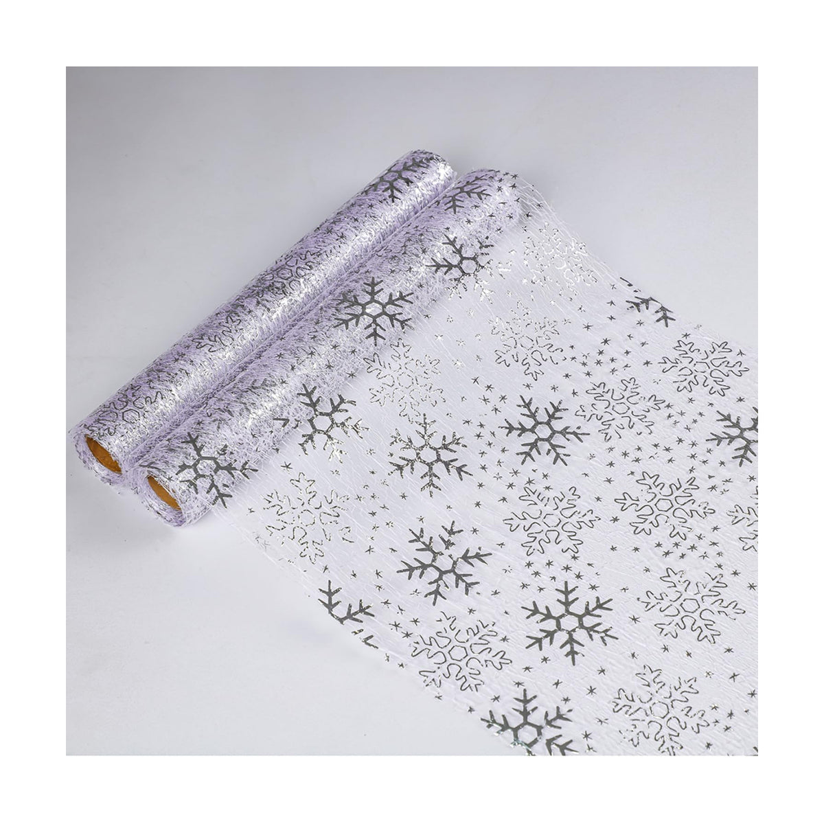 Snowkingdom 2 Pcs Christmas Snowflake Silver Table Runner 108 Inch Sparkly Silver Glitter Metallic Runners Decorations for Seasonal Winter Festival Holiday Home Party