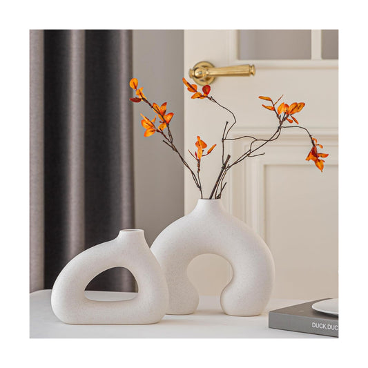 Ceramic Vase for Modern Home Decor / New Dount Vase / White / Set of 2