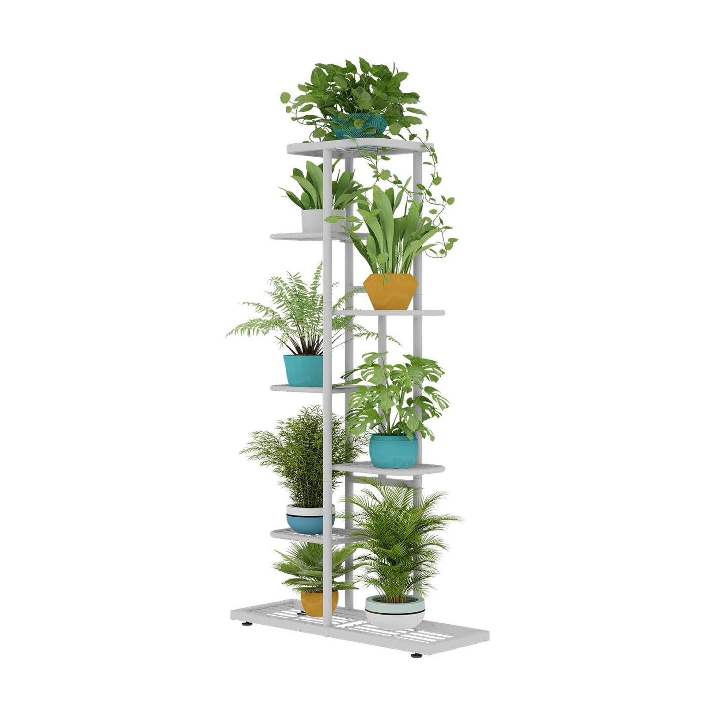 LINZINAR 7 Tier Plant Stand Indoor Outdoor Metal Flower Pot Display Shelf | Space Saving,8 Potted Multiple Flower Pot
