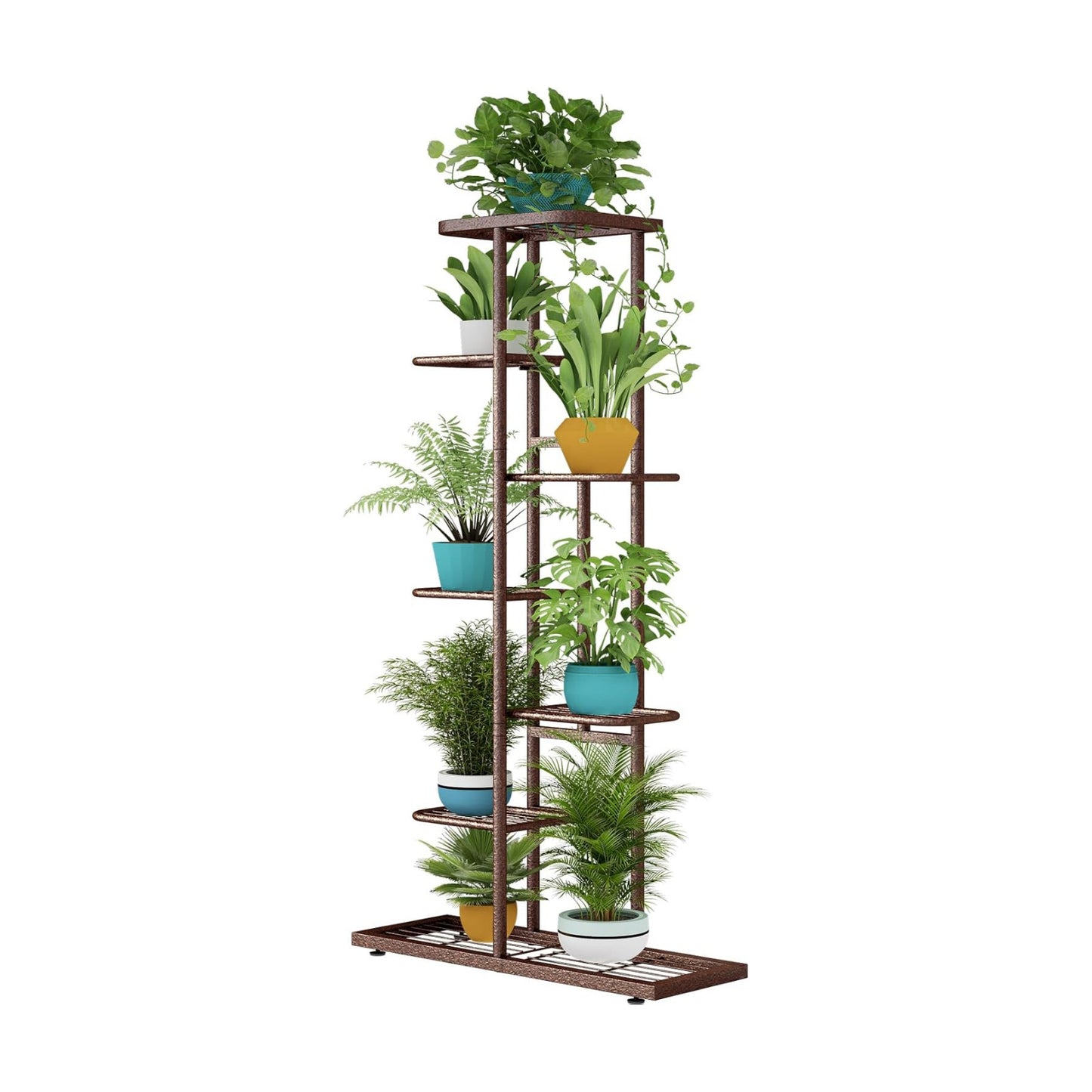 LINZINAR 7 Tier Plant Stand Indoor Outdoor Metal Flower Pot Display Shelf | Space Saving,8 Potted Multiple Flower Pot