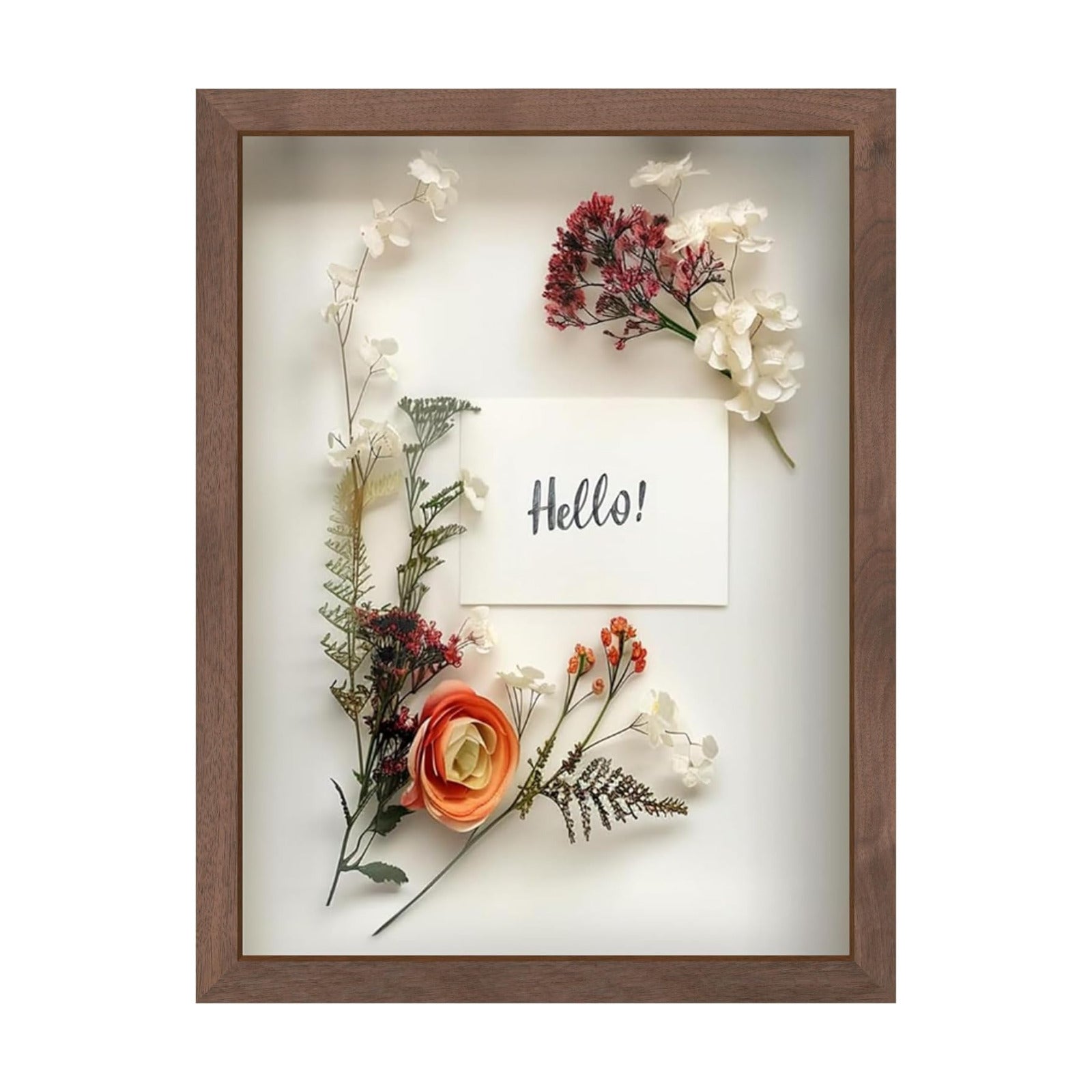 FrameWorks 12” x 16” Dark Oak Wooden Shadow Box Frame – Display Case with Soft Felt Back, Memory Box with Tempered