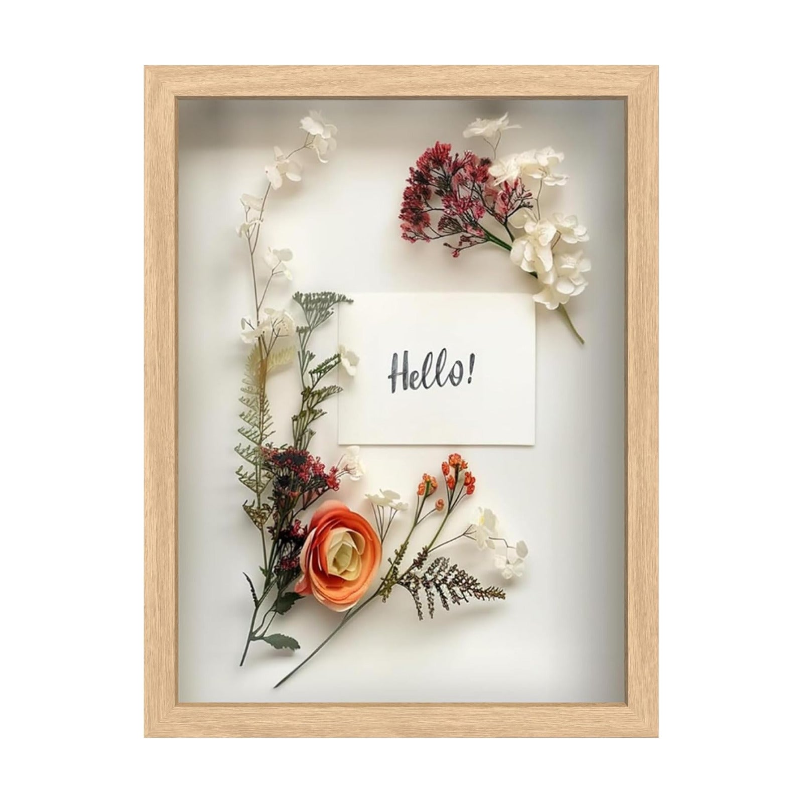 FrameWorks 12” x 16” Natural Oak Wooden Shadow Box Frame – Display Case with Soft Felt Back, Memory Box with Tempered