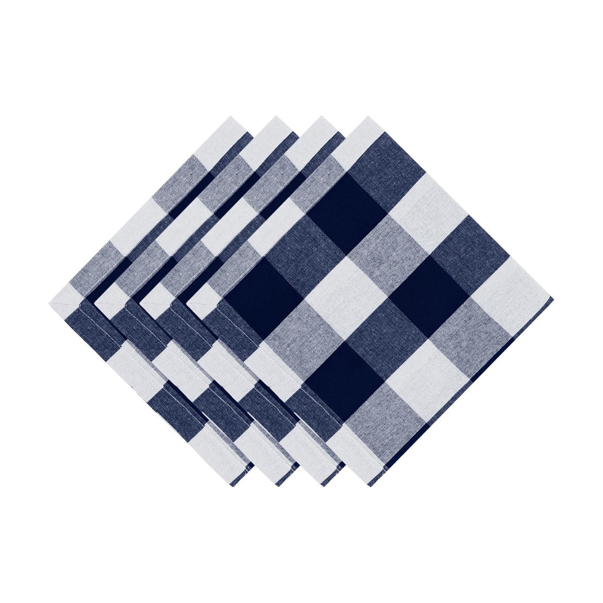 Cotton Blend Buffalo Plaid Table Napkins (Set of 4), 20 x 20 Inch Washable Dinner Napkins, Checks Cloth Napkins for Restaurant, Wedding, Holiday, Farmhouse, Navy and White