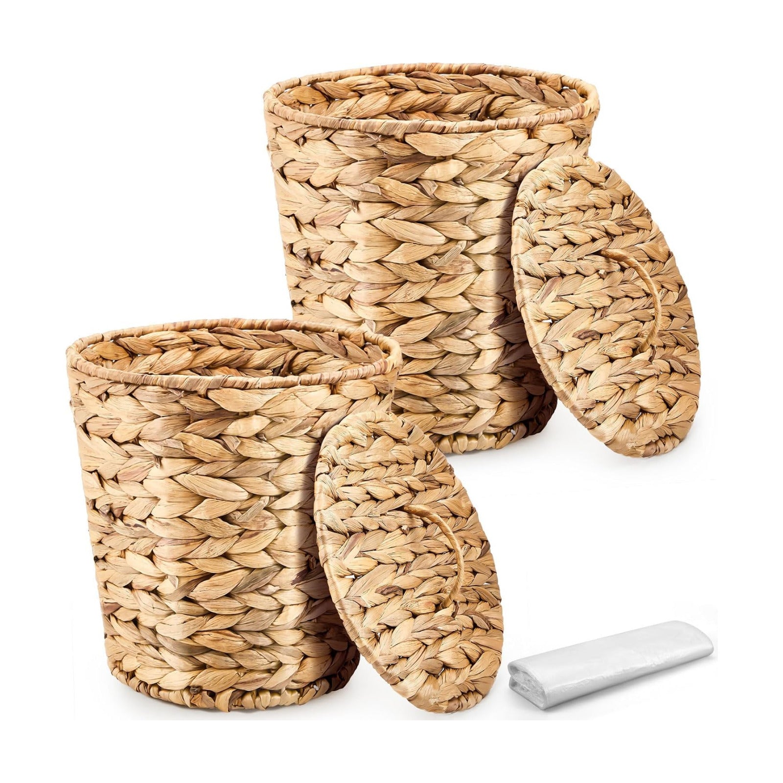 Wicker Trash Can Basket Woven Waste Basket / Brown / Medium / Set of 100