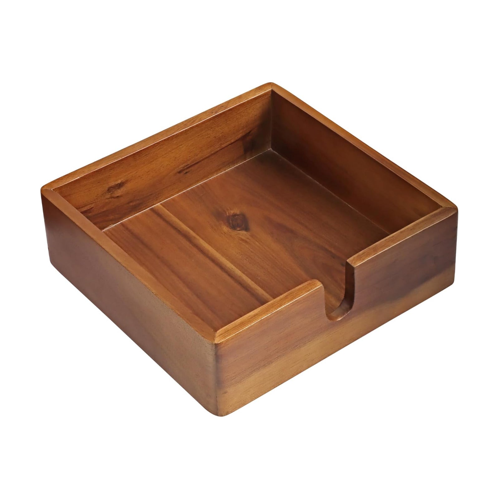 Acacia Lunch Napkin Holder for Dining Table / 7 x 7 x 1.5 / Inch Lunch Napkin Holder / Brown