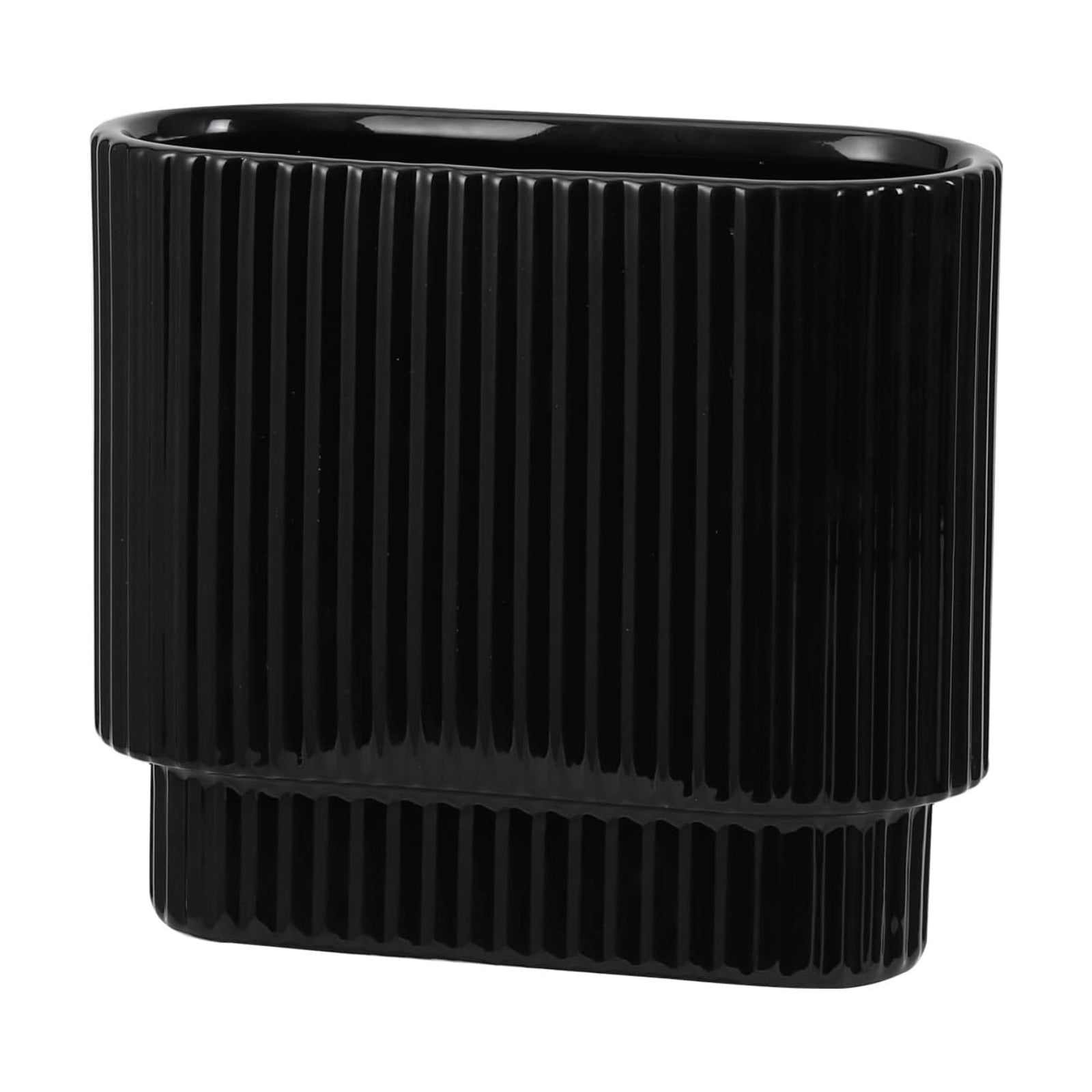 Ceramic Vase for Flowers / Black / Medium Rectangle