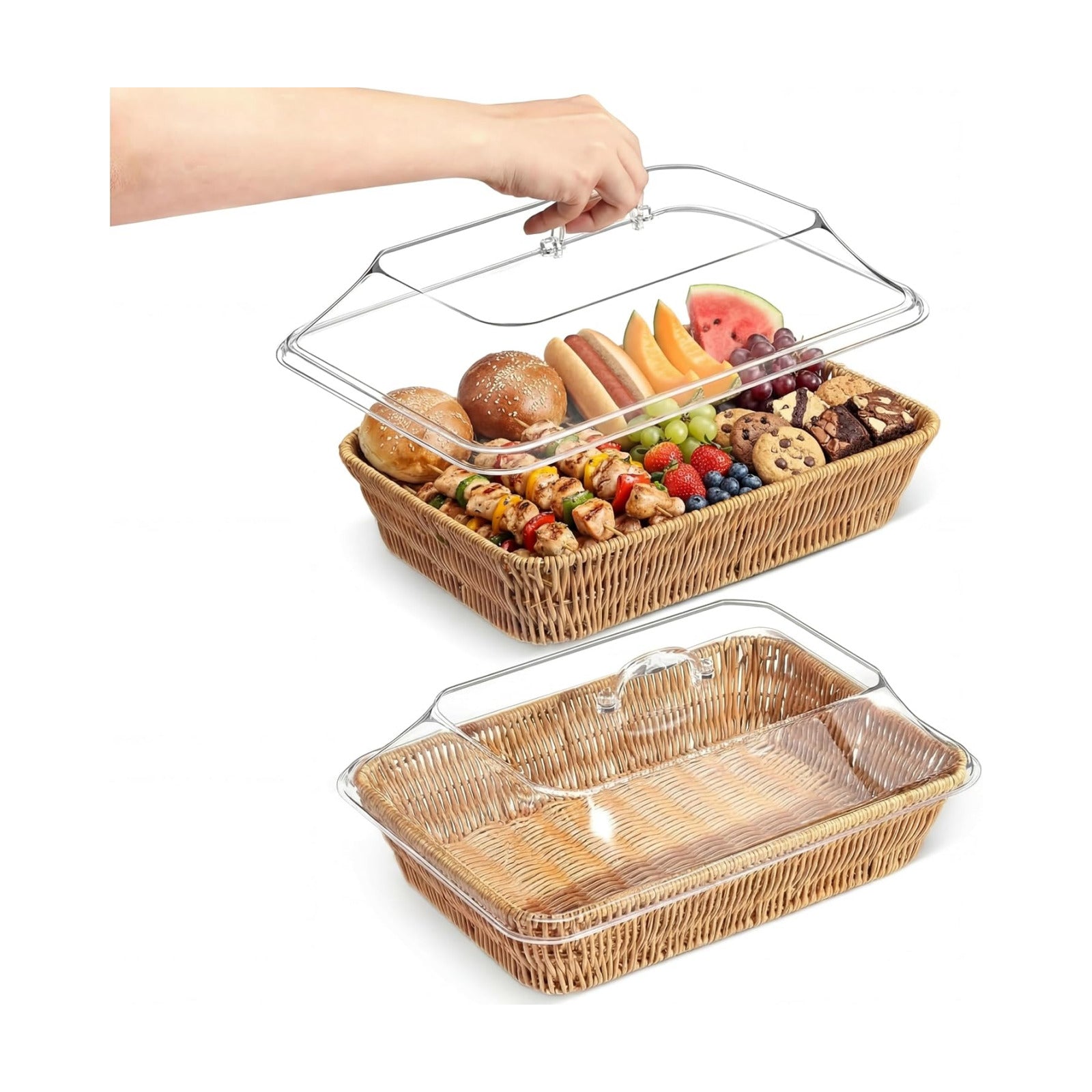 Wicker Bread Basket for Serving / 15.75 x 11.81 x 5.91 / Set of 2