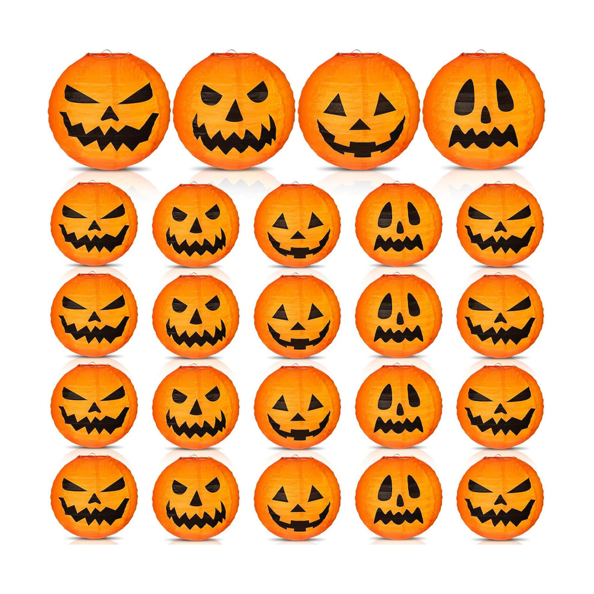 Retisee 24 Pcs Halloween Paper Lanterns Jack O Lantern 12 Inch,Pumpkin