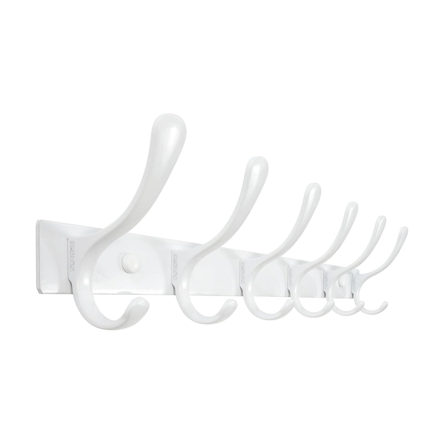 SKOLOO Heavy Duty Wall Mounted Coat Rack - 6 Hooks, Stainless Steel, Sturdy Coat Hooks for Hanging Clothes, Jacket