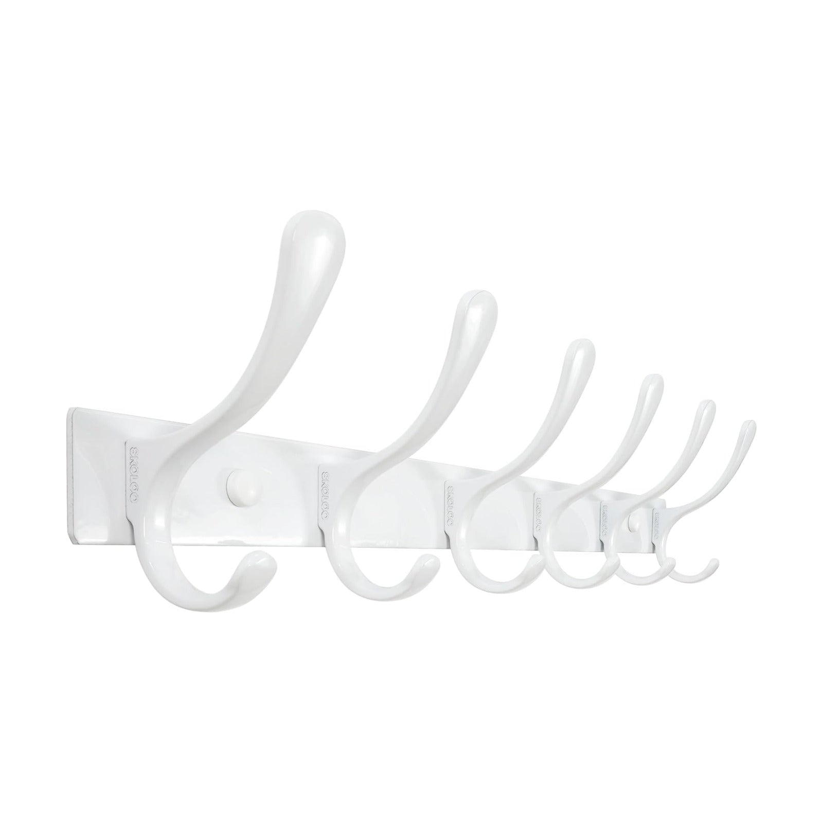 SKOLOO Heavy Duty Wall Mounted Coat Rack - 6 Hooks, Stainless Steel, Sturdy Coat Hooks for Hanging Clothes, Jacket