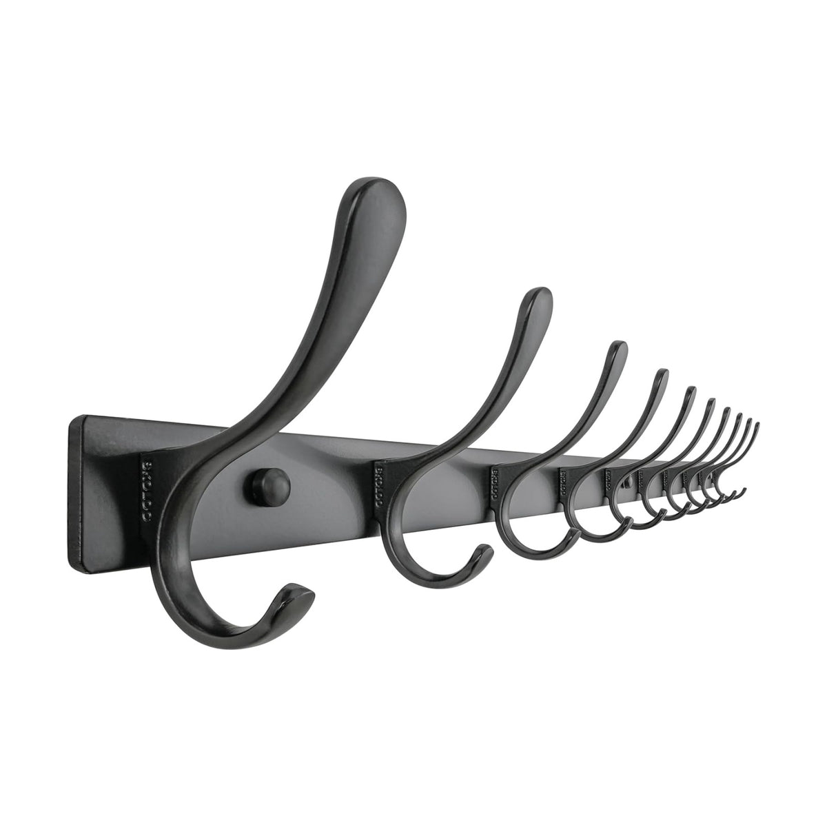 SKOLOO Coat Rack Wall Mounted - 10 Hooks, Heavy Duty, Stainless Steel, Metal Wall Hangers, Sturdy Coat Hooks for