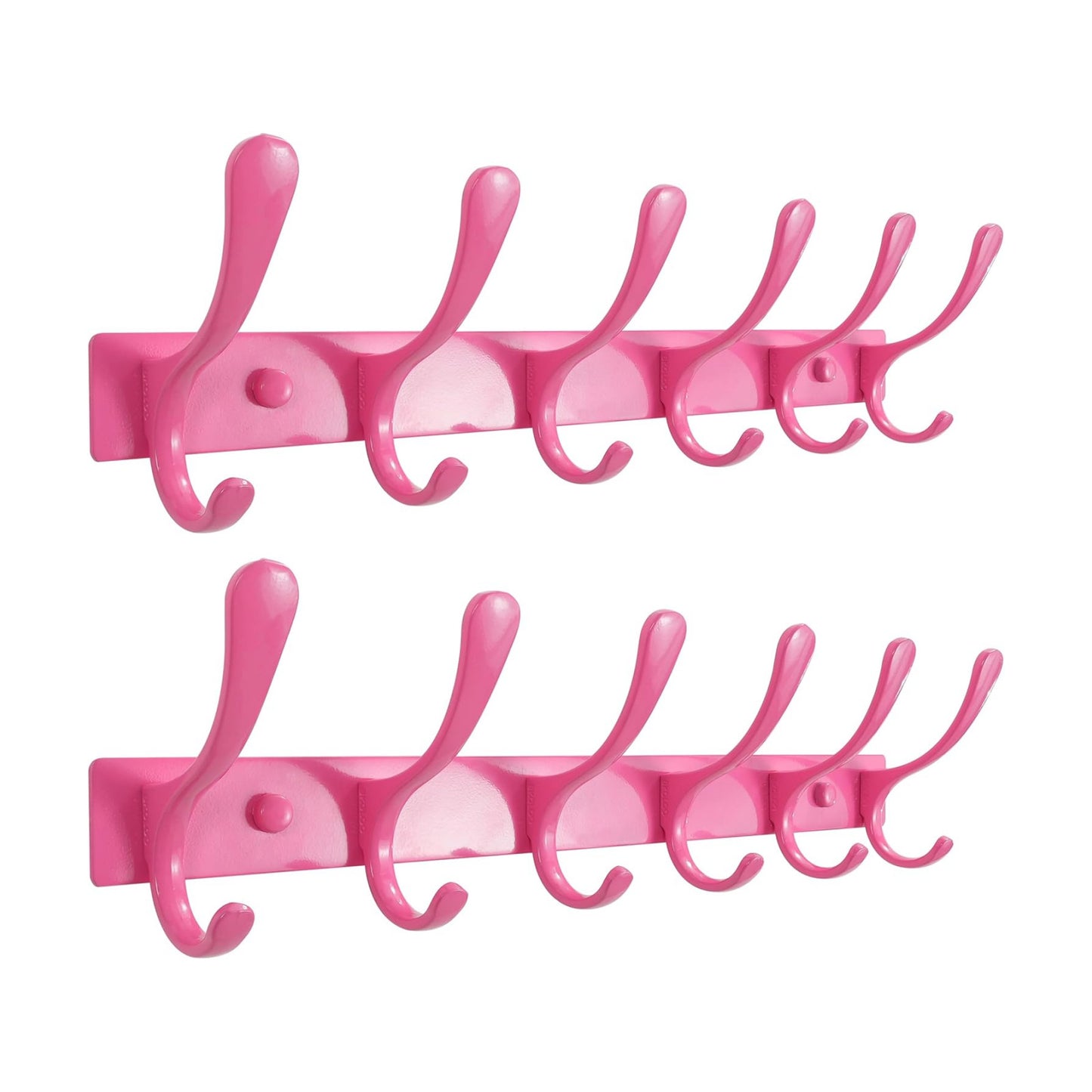 SKOLOO Wall Mounted Coat Rack - 6 Hooks, Pack of 2, Heavy Duty, Stainless Steel, Metal Wall Hanger, Sturdy Coat Hooks
