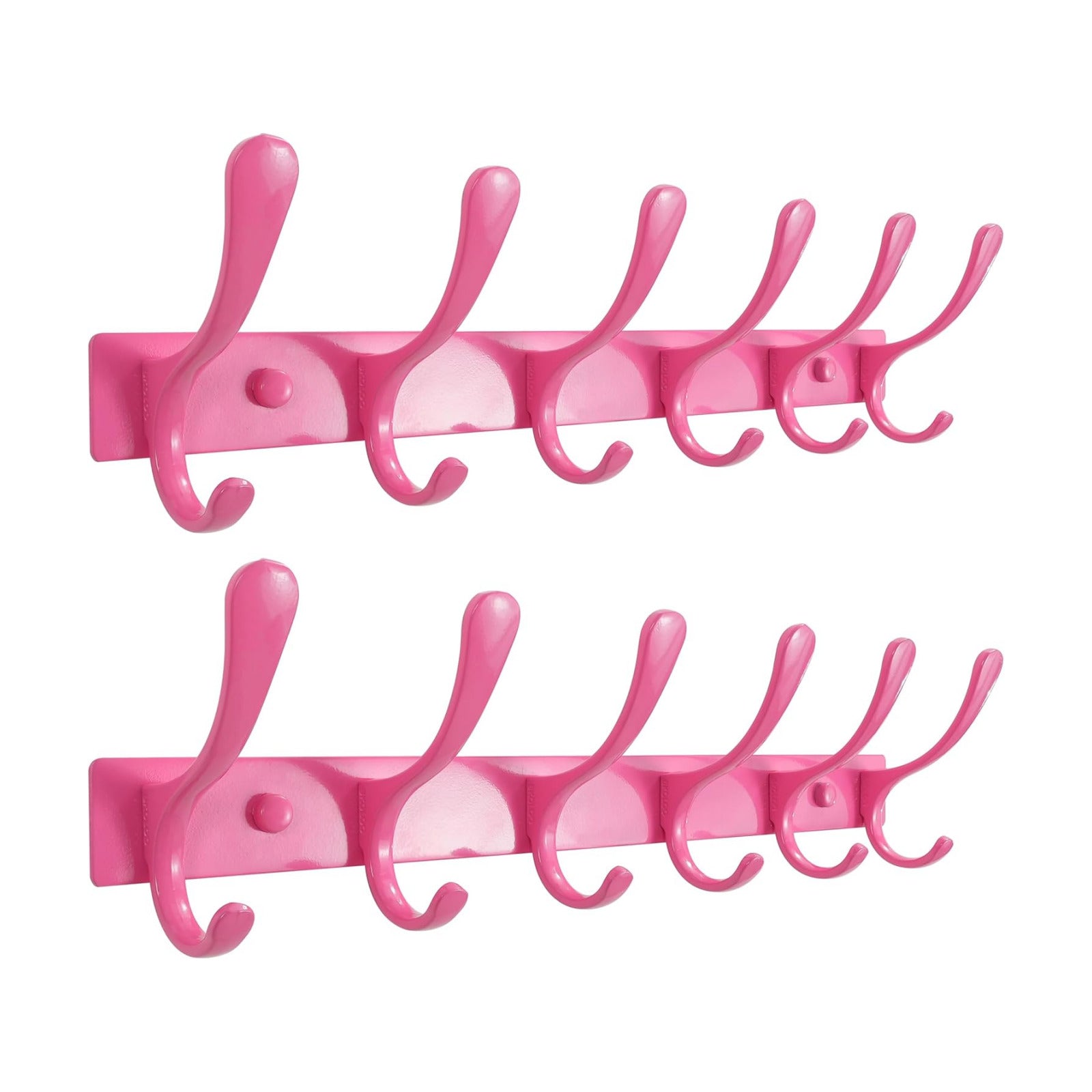 SKOLOO Wall Mounted Coat Rack - 6 Hooks, Pack of 2, Heavy Duty, Stainless Steel, Metal Wall Hanger, Sturdy Coat Hooks