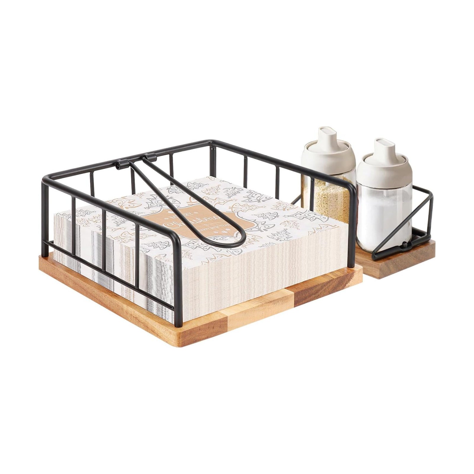 Flat Napkin Holder / Black Napkin Holder Set / Wood