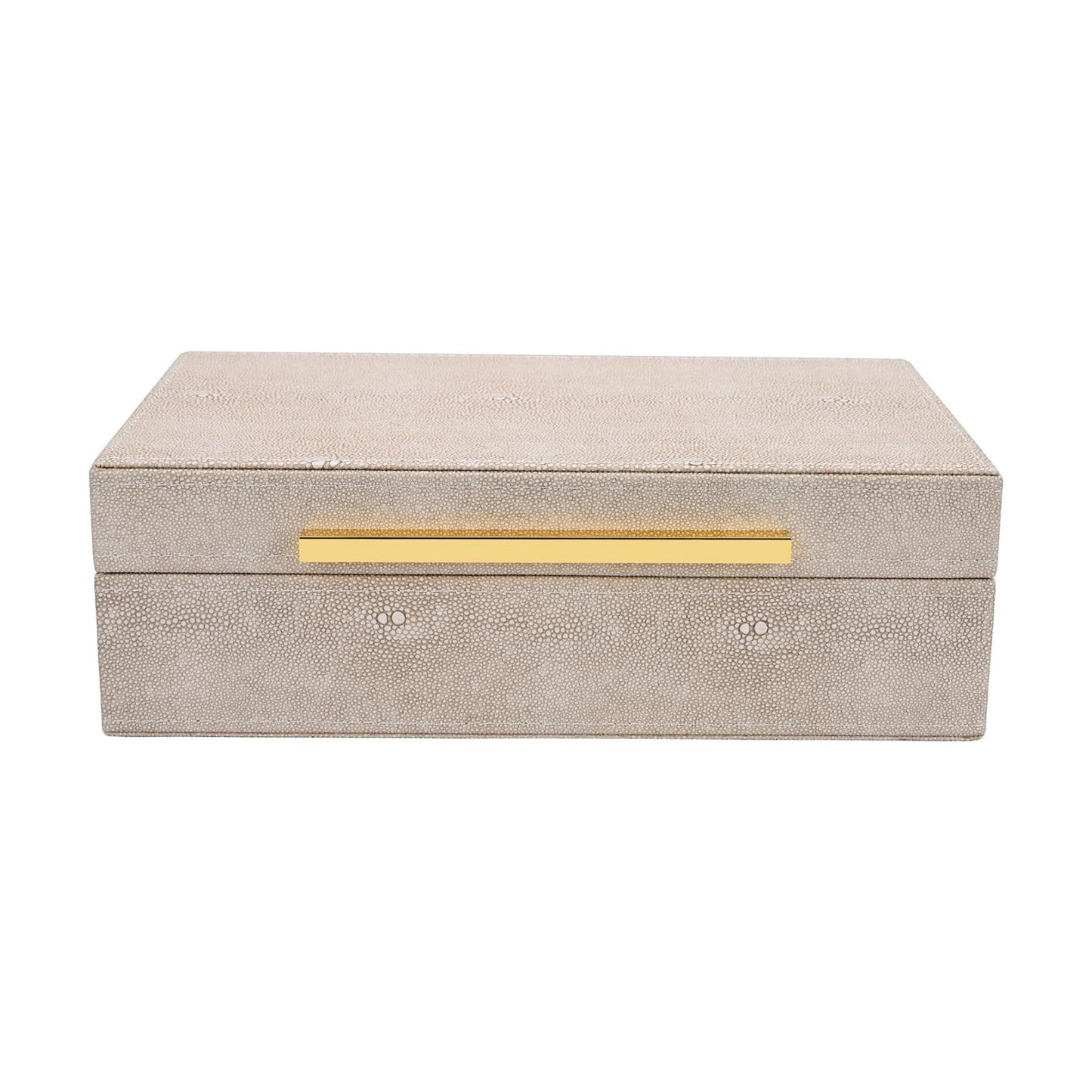 Ivory Shagreen box Faux Leather Decorative Boxes / Small-11 In / Ivory-mwzi