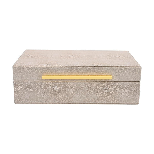 Ivory Shagreen box Faux Leather Decorative Boxes / Small-11 In / Ivory-mwzi