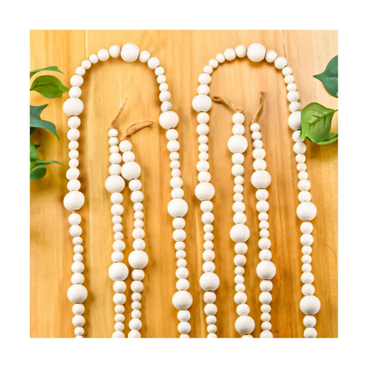 Wood Beads Garland Christmas / Natural Color / Set of 2