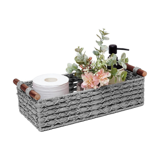 Small Storage Basket Wicker Baskets for Organizing / Light-grey
