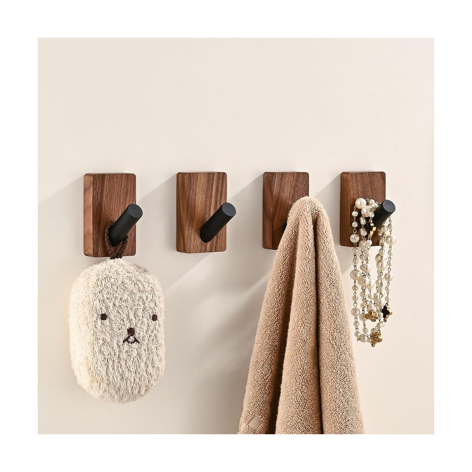 Wooden Wall Hooks for Hanging / 3.1 Inches / Set of 4