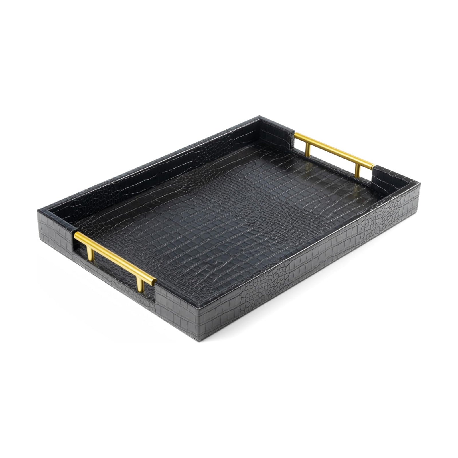 Wood Serving Tray / Alligator Black / 17 x 12 x 1.8
