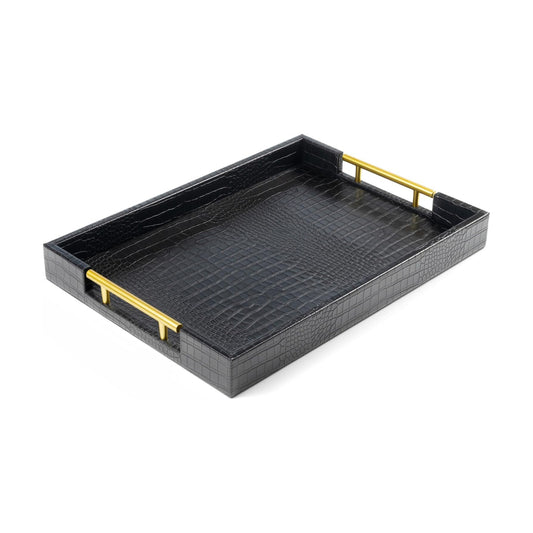 Wood Serving Tray / Alligator Black / 17 x 12 x 1.8