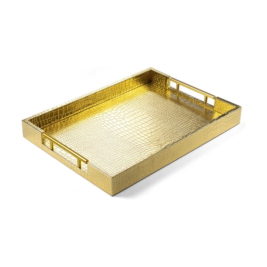Wood Serving Tray / Alligator Gold / 17 x 12 x 1.8