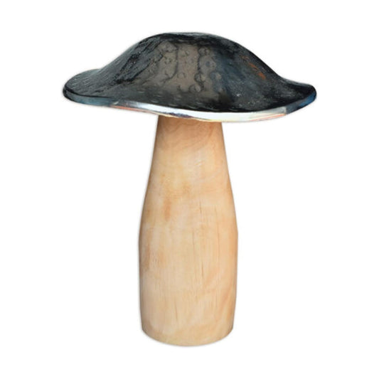 Inc. Mushroom Decorative Iridescent Fall Autumn Tan and Wood and Ceramic / Blue / 5.5 x 5