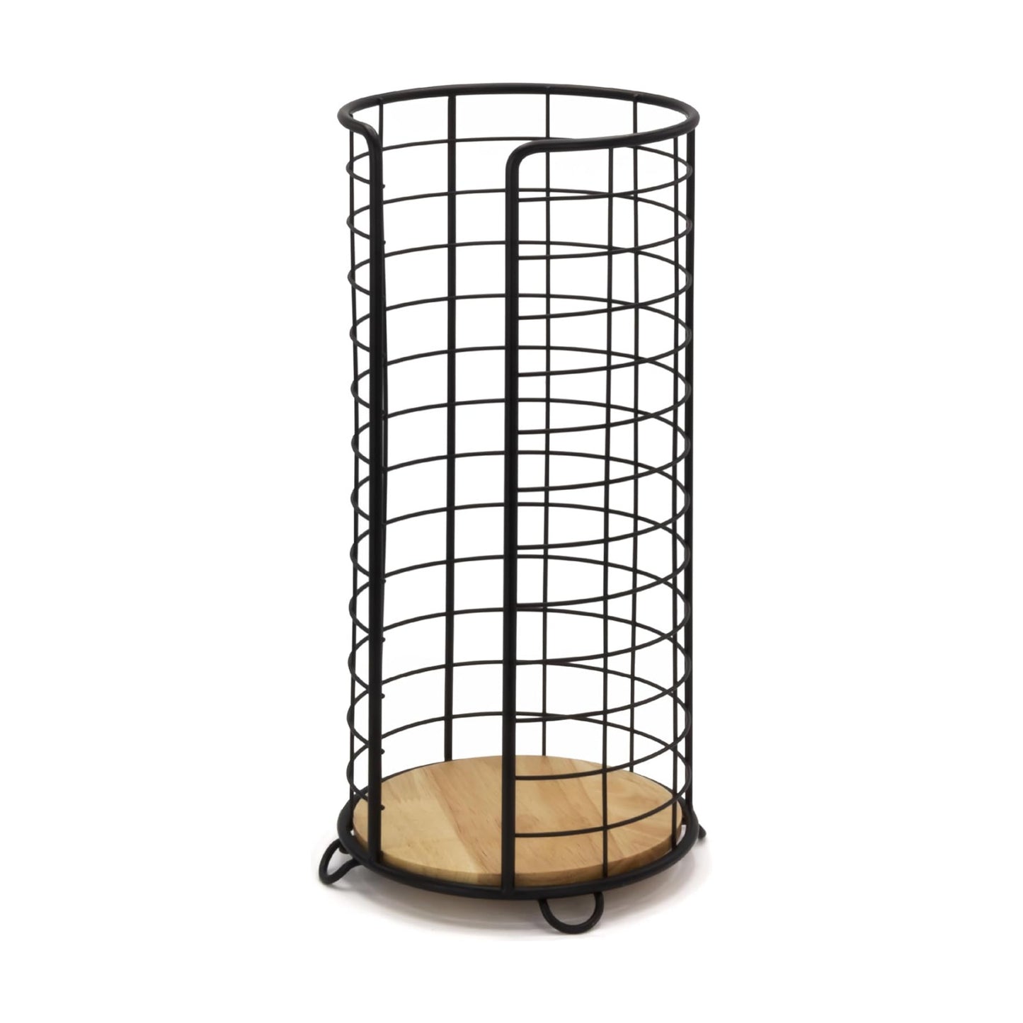 BROOKSTONE, Stylish Toilet Paper Holder with Bamboo Base, Freestanding Bathroom Tissue Organizer, Minimalistic Storage