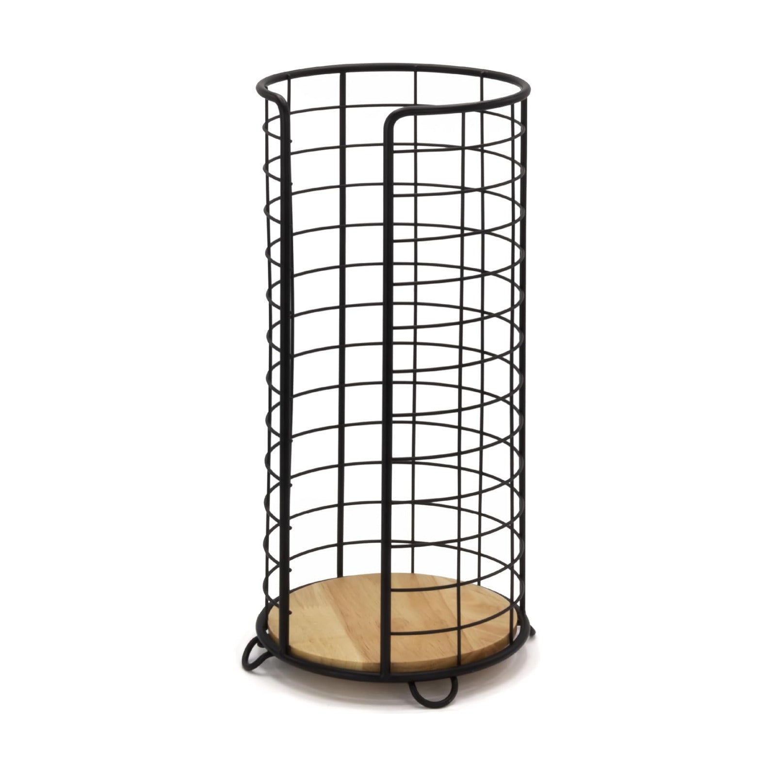 BROOKSTONE, Stylish Toilet Paper Holder with Bamboo Base, Freestanding Bathroom Tissue Organizer, Minimalistic Storage