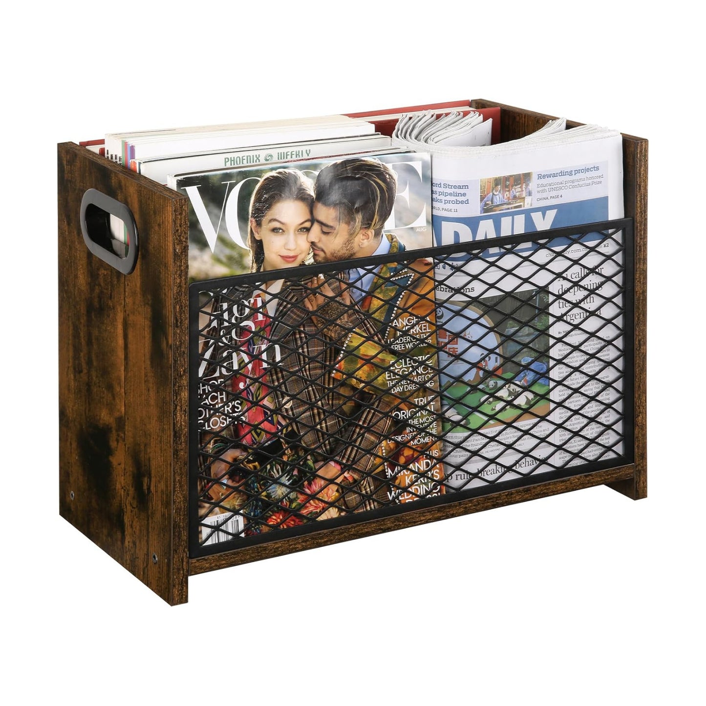 YINMIT Magazine Holder, Magazine Rack for Desktop and Home Office, Farmhouse File Storage Basket for Letters